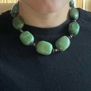 Turquoise stone and silver necklace
